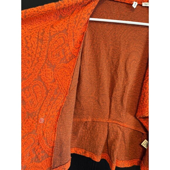 MOTH Anthropologie Jacquard Moto Zip Jacket Orange Small Stretch Long Sleeves - Picture 4 of 12